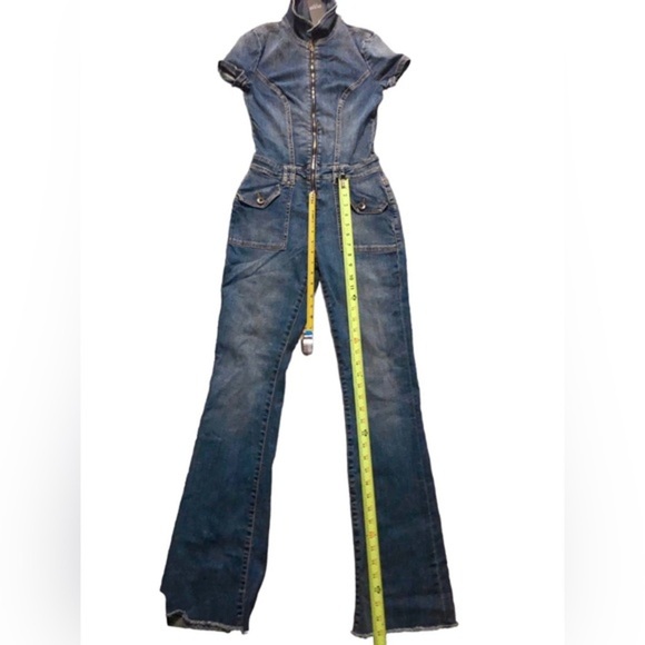 Guess Women's Persian Indigo Jade medium wash Denim jeans Jumpsuit size XS new - Picture 6 of 8